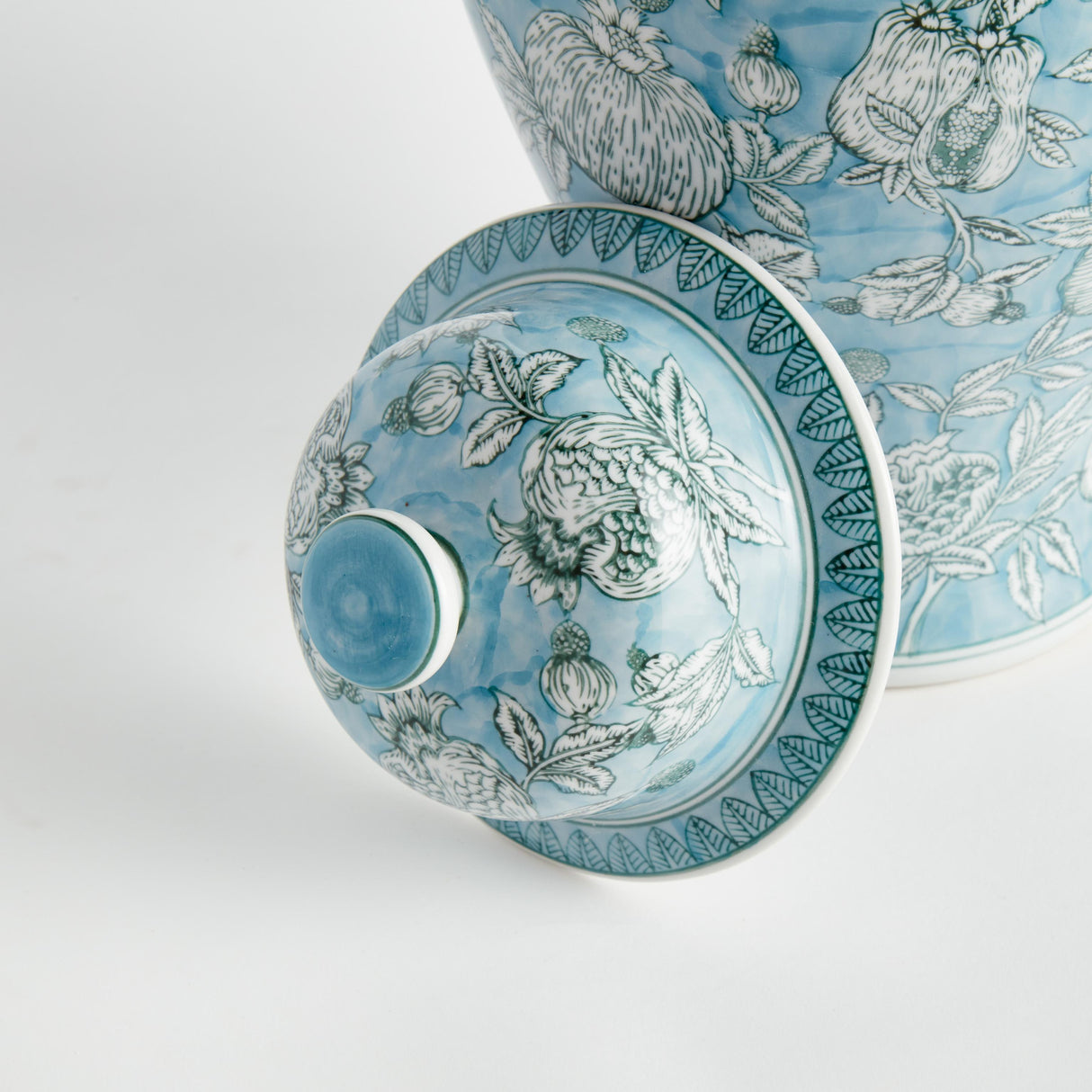 Napa Light Blue/White POMEGRANATE SKETCH GINGER JAR