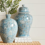 Napa Light Blue/White POMEGRANATE SKETCH GINGER JAR
