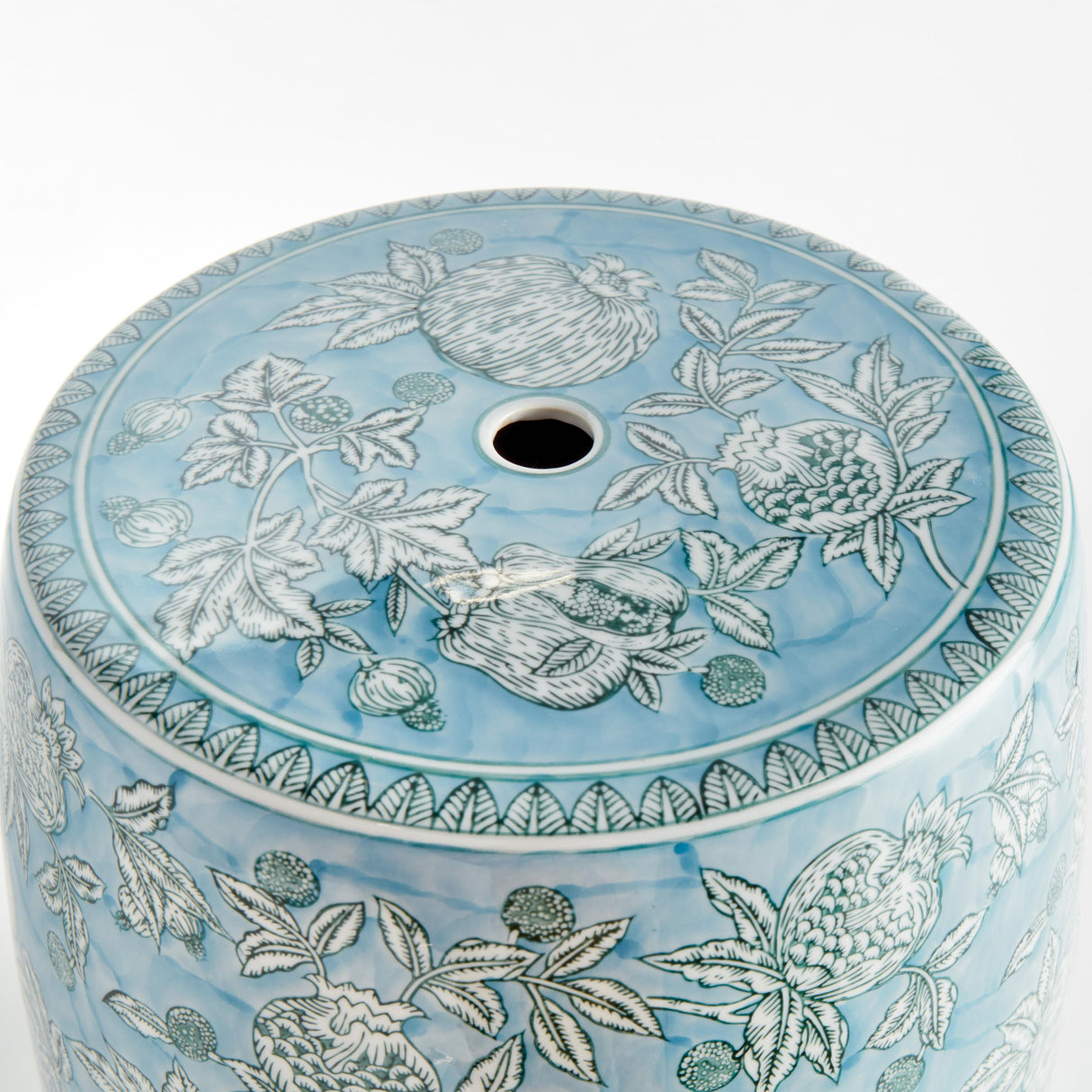 Napa Light Blue/White POMEGRANATE SKETCH STOOL