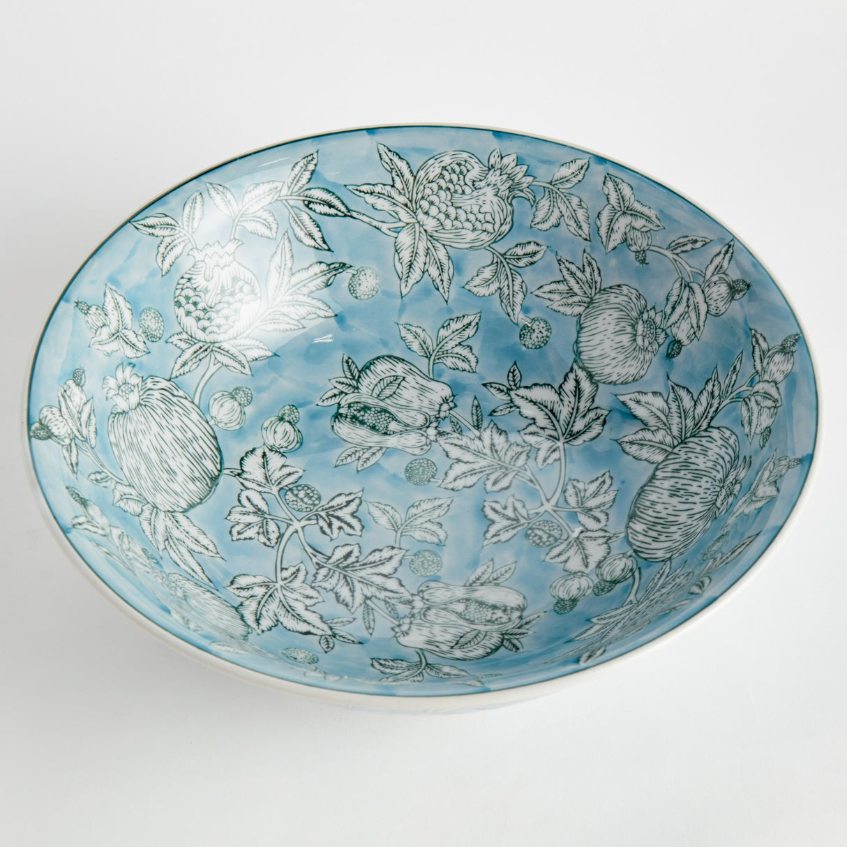 Napa Light Blue/White POMEGRANATE SKETCH DECORATIVE BOWL
