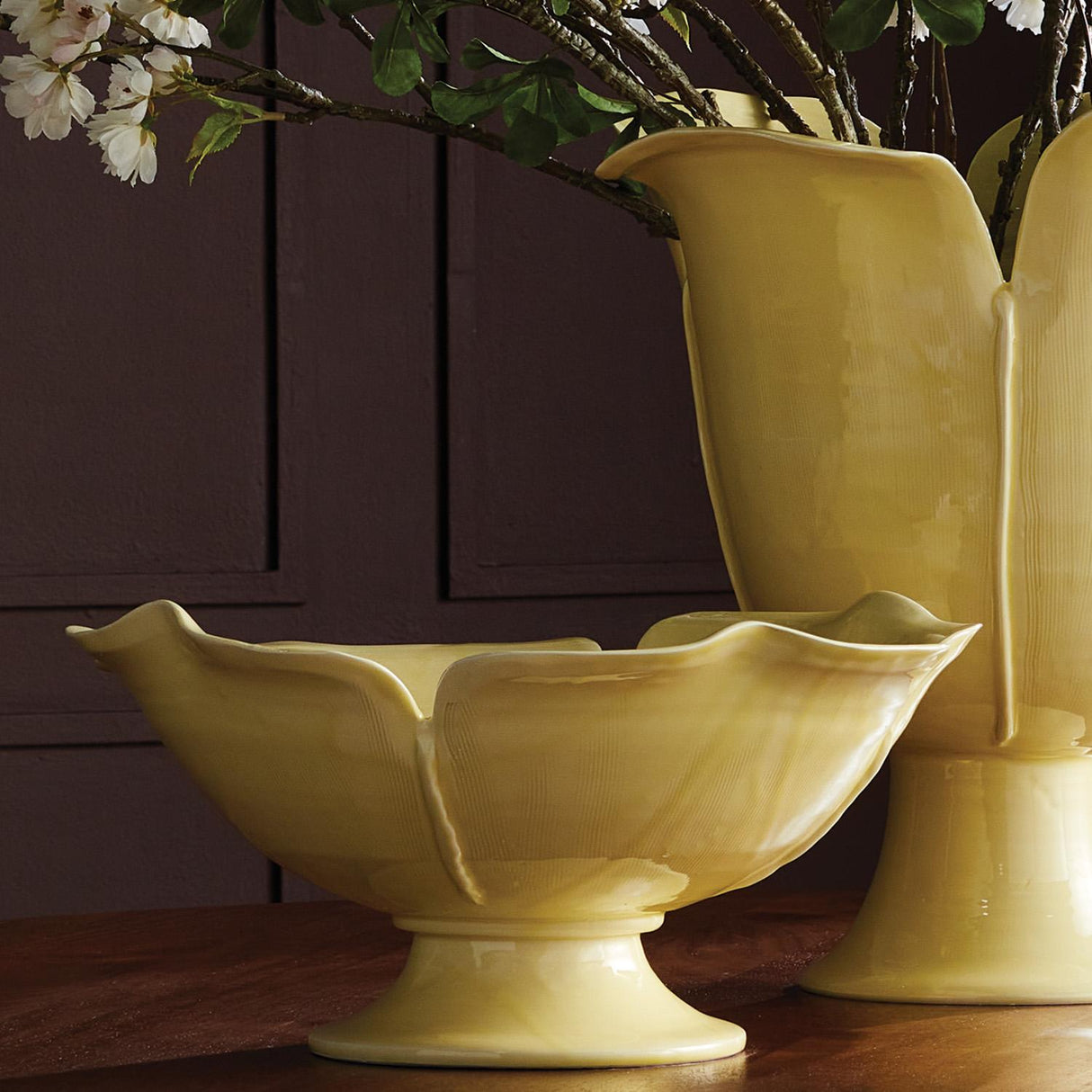Napa Yellow Ice PETALO DECORATIVE FOOTED BOWL