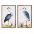 Napa Rattan wrapped frame HANDSOME HERON PAIR PRINTS, SET OF 2