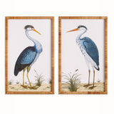 Napa Rattan wrapped frame HANDSOME HERON PAIR PRINTS, SET OF 2