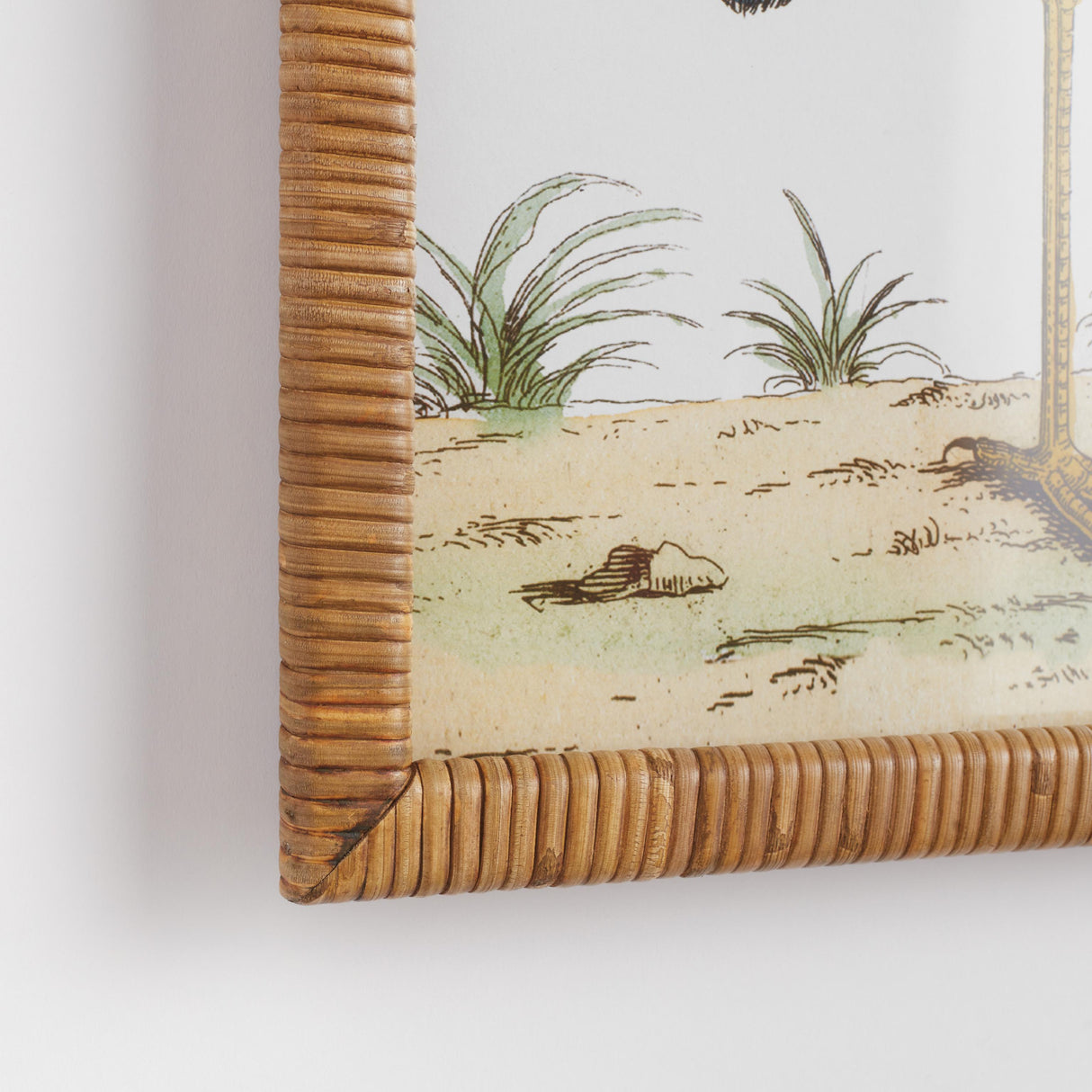 Napa Rattan wrapped frame HANDSOME HERON PAIR PRINTS, SET OF 2