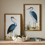 Napa Rattan wrapped frame HANDSOME HERON PAIR PRINTS, SET OF 2