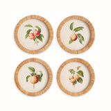 Napa Rattan wrapped frame PEACH CUTTINGS ROUND PETITE PRINTS, SET OF 4