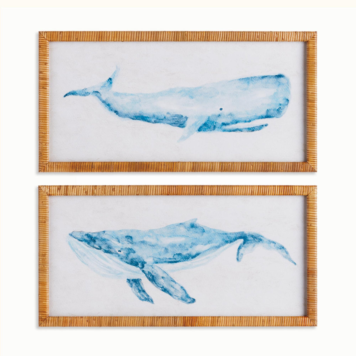 Napa Rattan wrapped frame WHALE OF A PAIR PRINTS, SET OF 2