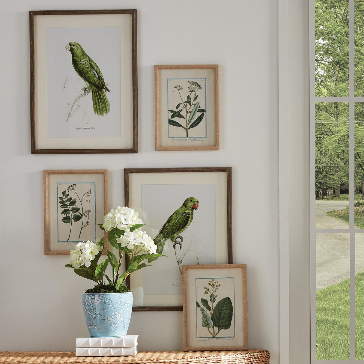 Napa Fabric wrapped frame DAINTY FLORA & FAUNA STUDY, SET OF 9