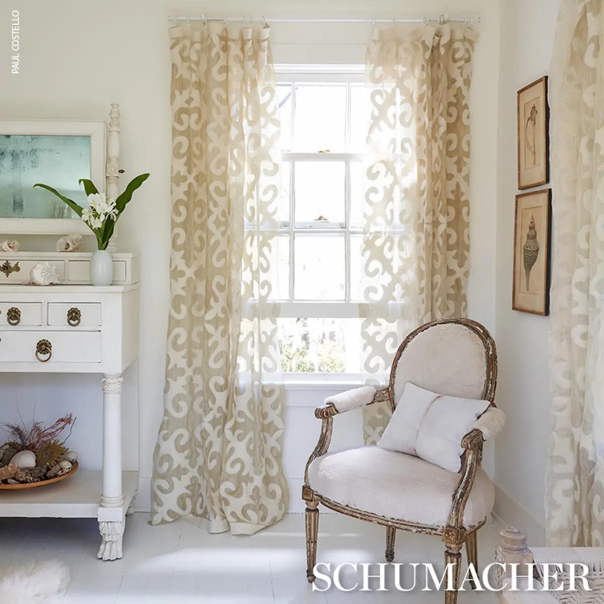 Schumacher Kyrgyzstan Wool Silk Oyster & Natural Fabric