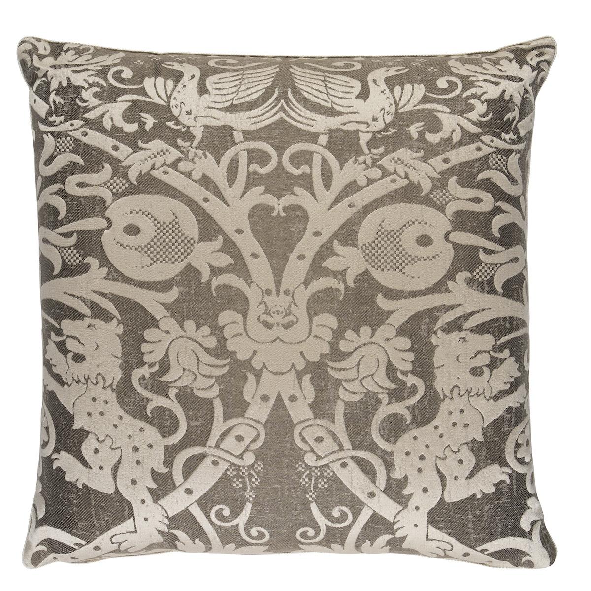Schumacher Smoke 22" x 22" Dougal Damask Pillow