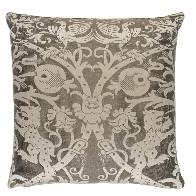 Schumacher Smoke 22" x 22" Dougal Damask Pillow