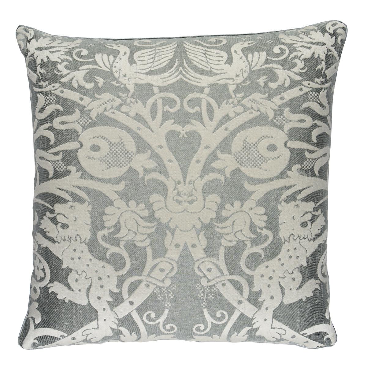 Schumacher Mist 22" x 22" Dougal Damask Pillow