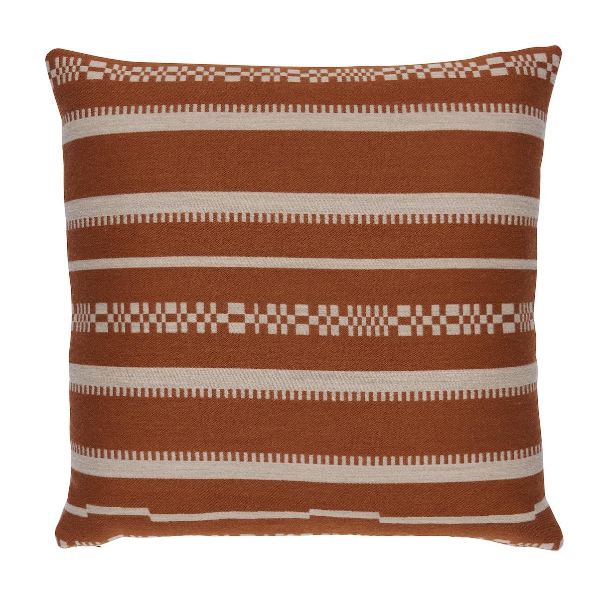 Schumacher Burnt Orange 22" x 22" Skyline Stripes Pillow