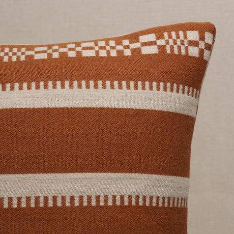 Schumacher Burnt Orange 22" x 22" Skyline Stripes Pillow