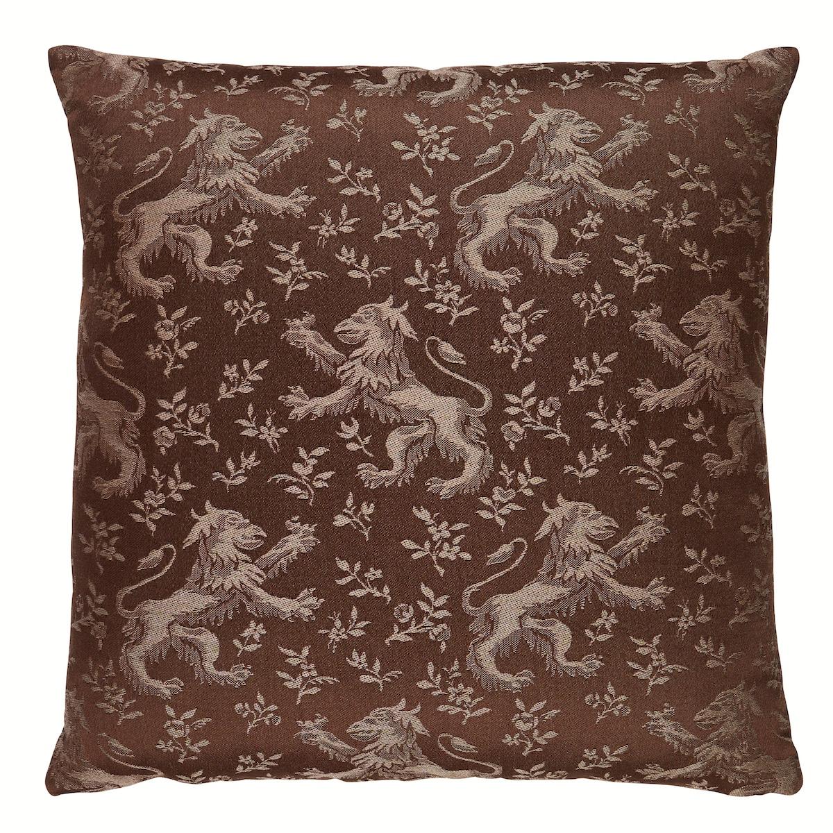 Schumacher Brown 22" x 22" Ewan'S Beasts Pillow