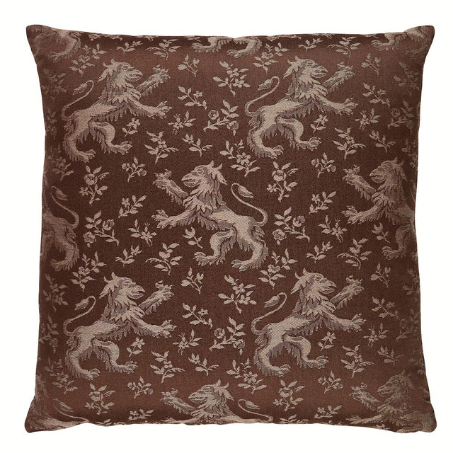 Schumacher Brown 22" x 22" Ewan'S Beasts Pillow