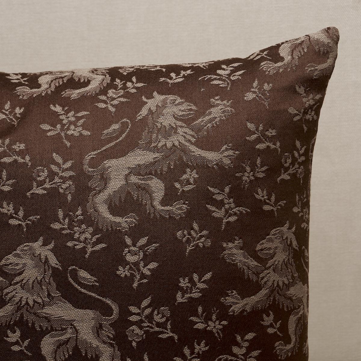 Schumacher Brown 22" x 22" Ewan'S Beasts Pillow