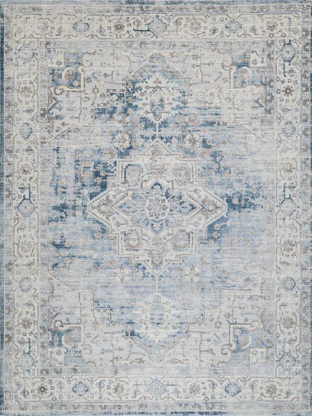 Exquisite Rugs Vintage Looms 5677 Blue/Beige Polyester powerloom 1.5' x 1' Area Rug