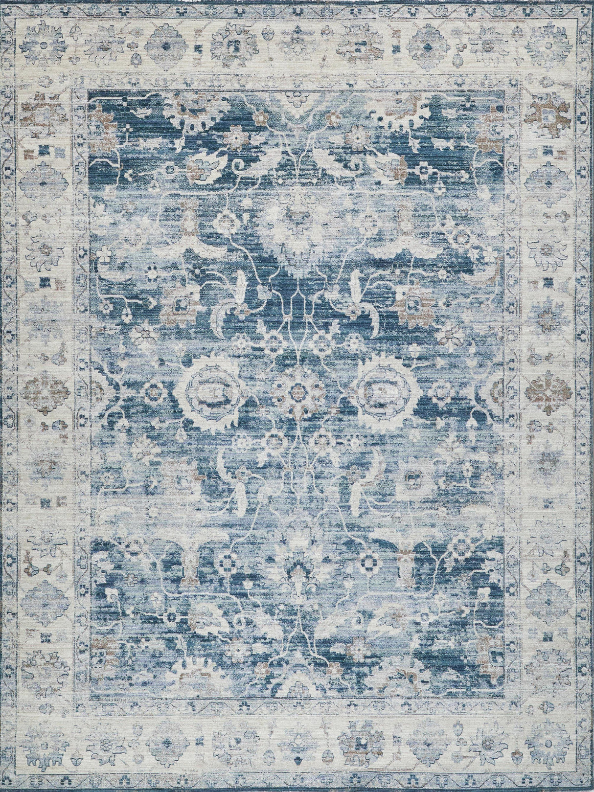 Exquisite Rugs Vintage Looms 5672 Blue/Beige Polyester powerloom 1.5' x 1' Area Rug