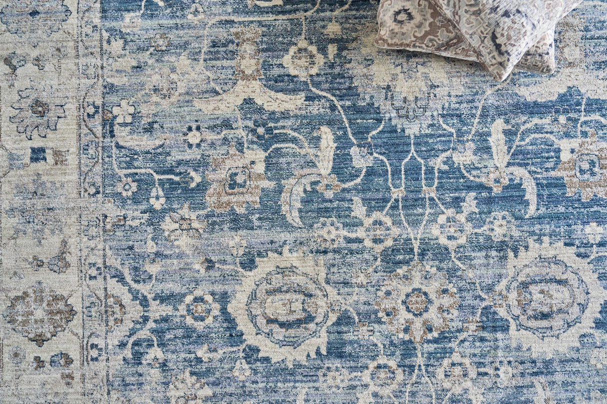 Exquisite Rugs Vintage Looms 5672 Blue/Beige Polyester powerloom 1.5' x 1' Area Rug
