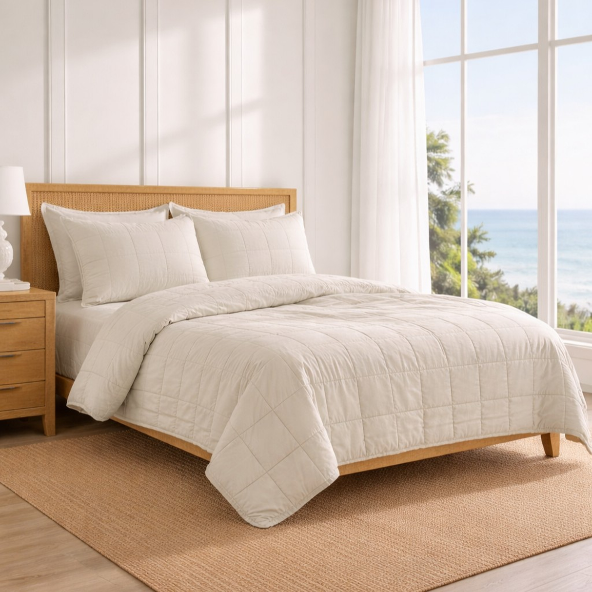 Ann Gish Bone King Cotton Canvas Coverlet Set