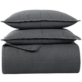 Ann Gish Charcoal King Cotton Canvas Coverlet Set