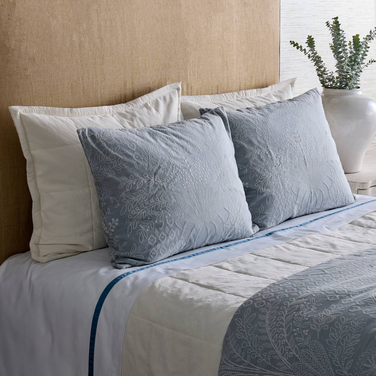 Ann Gish Bone Twin Cotton Canvas Coverlet Set