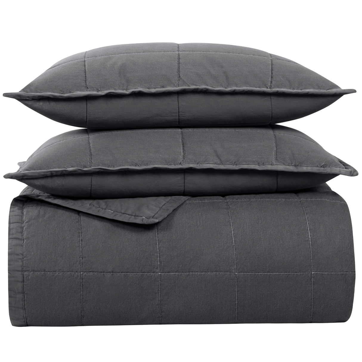 Ann Gish Charcoal Twin Cotton Canvas Coverlet Set