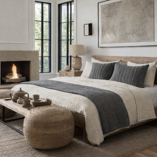 Ann Gish Slate Queen Rib Coverlet Set