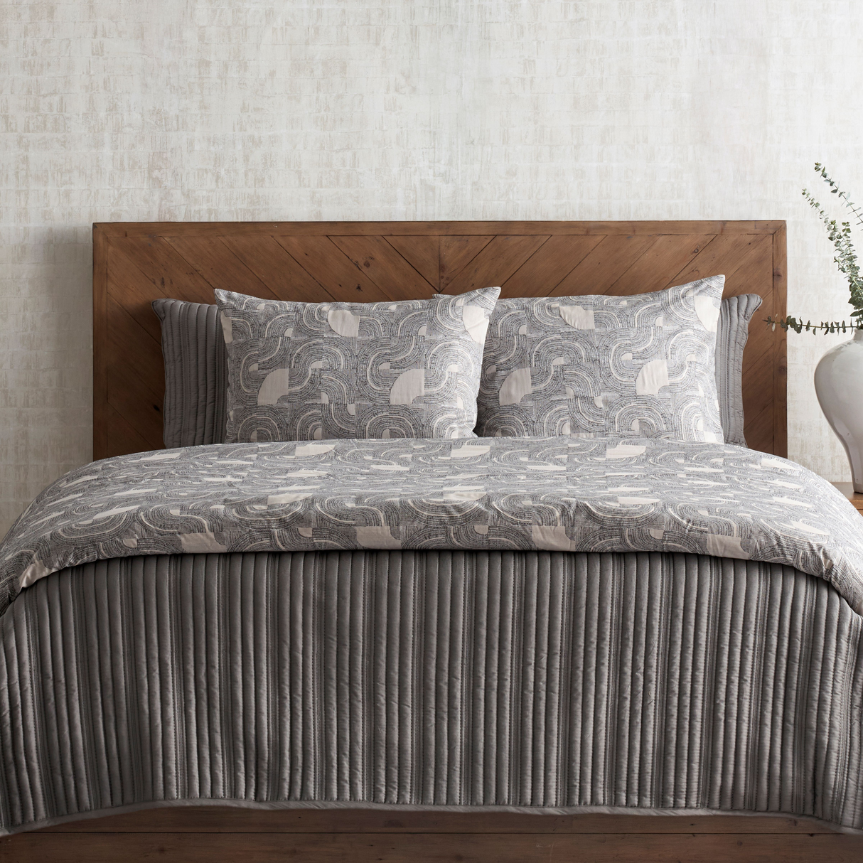 Ann Gish Slate Queen Rib Coverlet Set