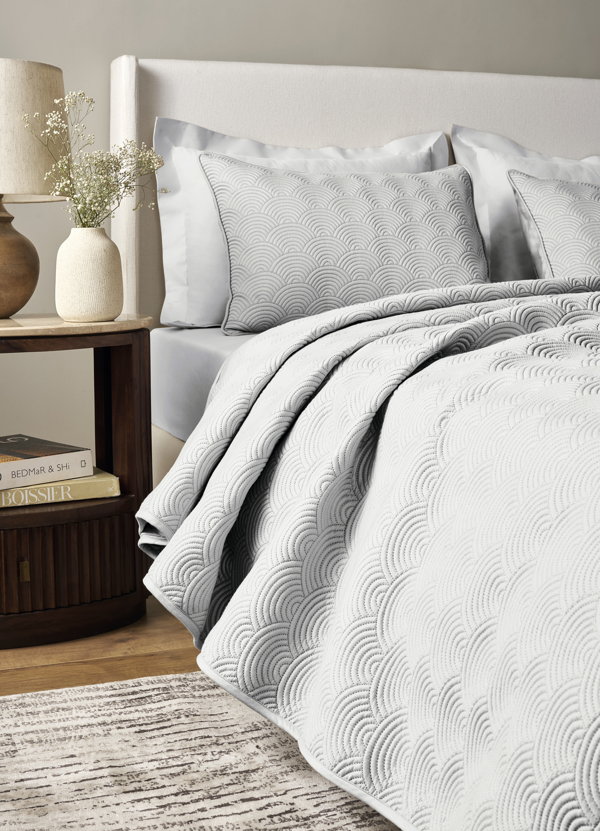 Ann Gish Ice Twin Scallop Coverlet Set