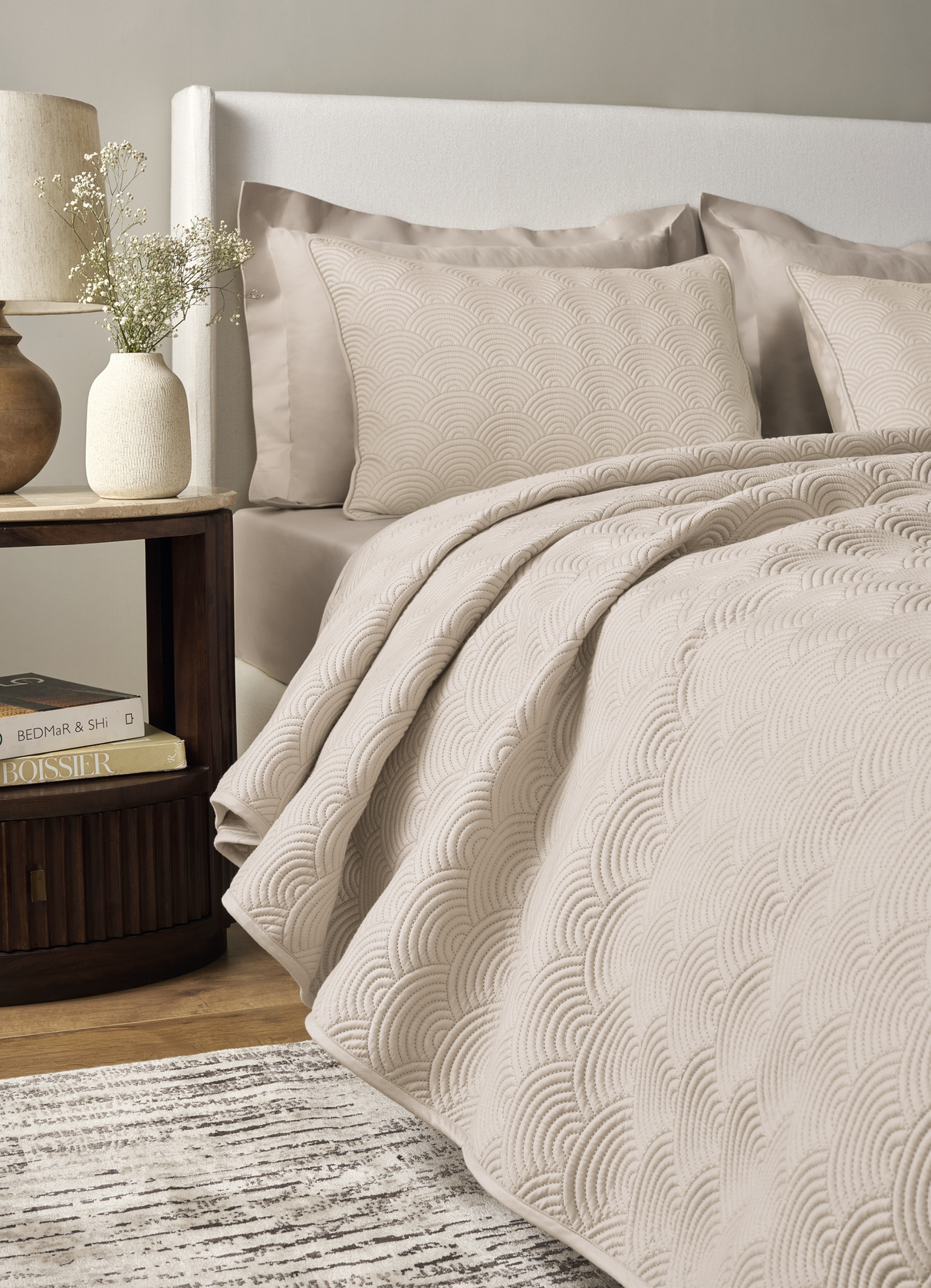 Ann Gish Pumice Queen Scallop Coverlet Set