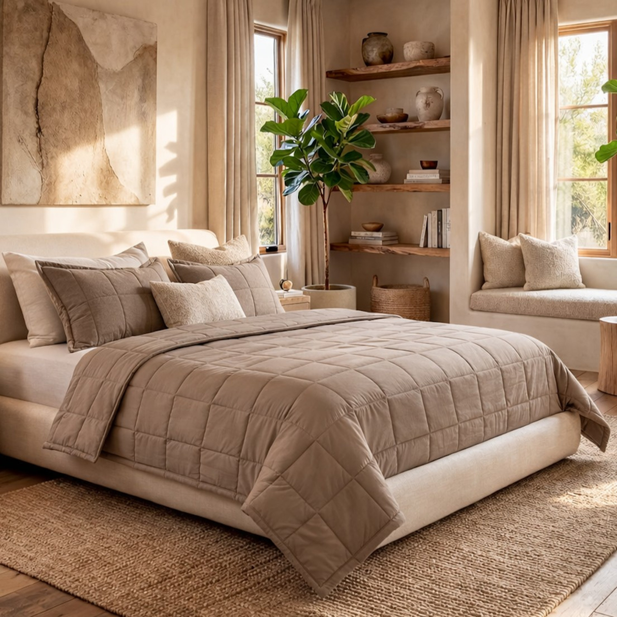 Ann Gish Cafe au Lait King Slub Tencel Coverlet Set