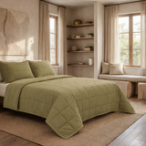 Ann Gish Olive King Slub Tencel Coverlet Set