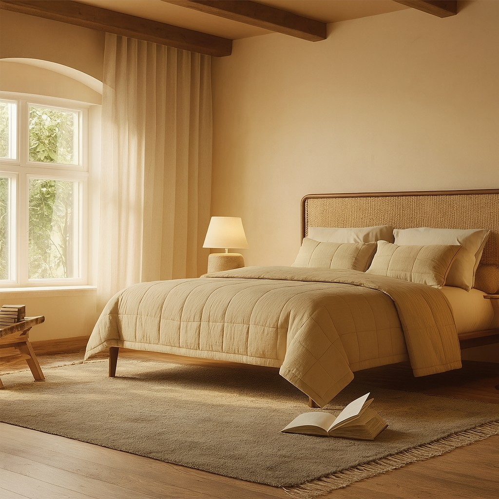 Ann Gish Cafe au Lait Queen Slub Tencel Coverlet Set
