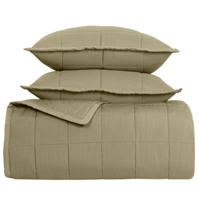 Ann Gish Olive Queen Slub Tencel Coverlet Set