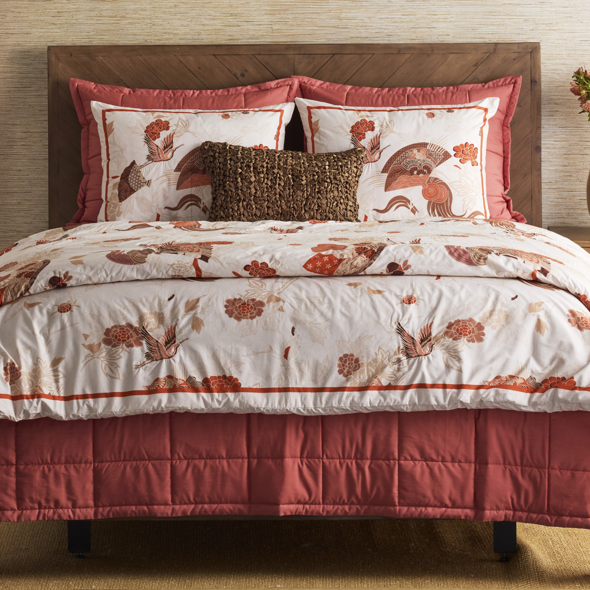 Ann Gish Persimmon Queen Slub Tencel Coverlet Set