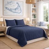 Ann Gish Marine Twin Slub Tencel Coverlet Set