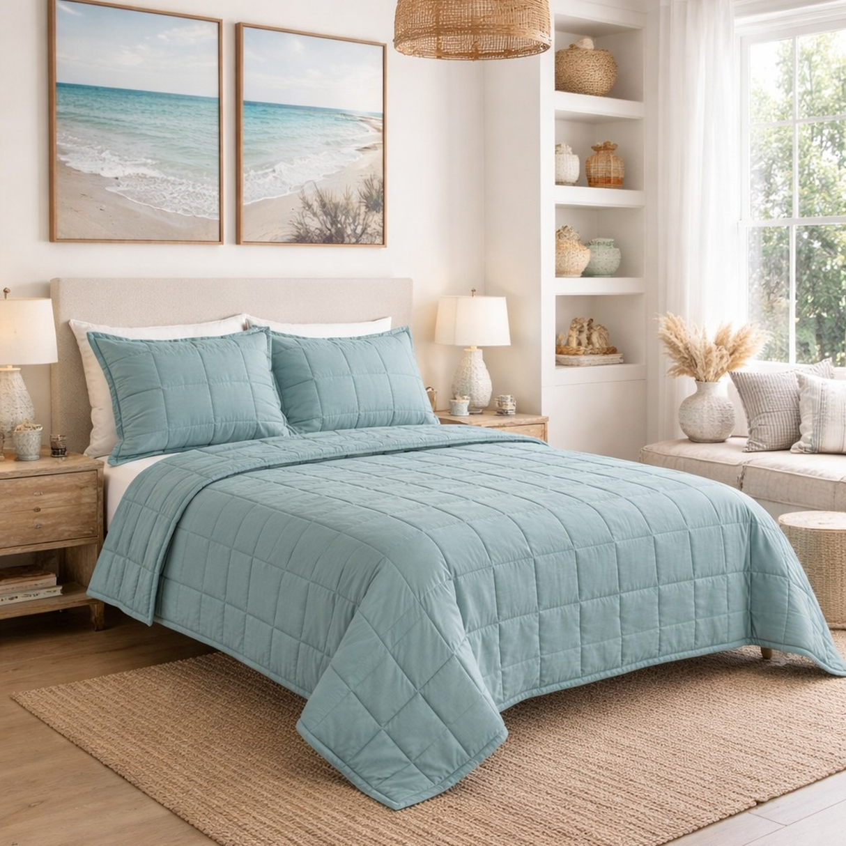 Ann Gish Sea Twin Slub Tencel Coverlet Set