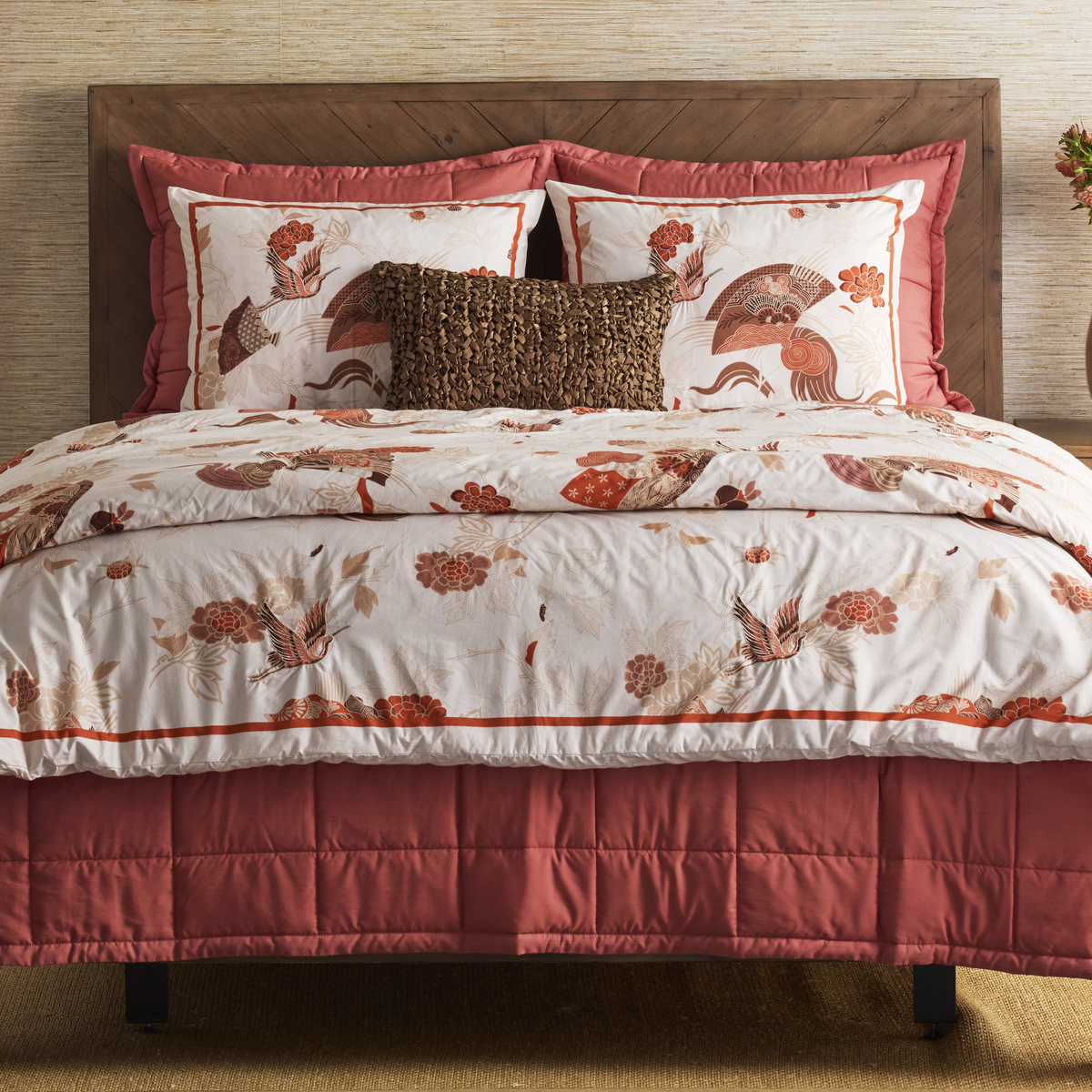 Ann Gish Persimmon Twin Slub Tencel Coverlet Set