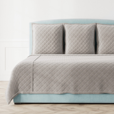 Ann Gish Grey Queen Velvet Coverlet Set