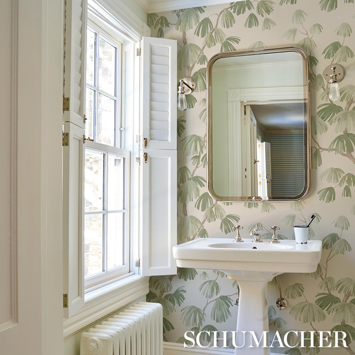 Schumacher Weeping Pine Green Wallpaper