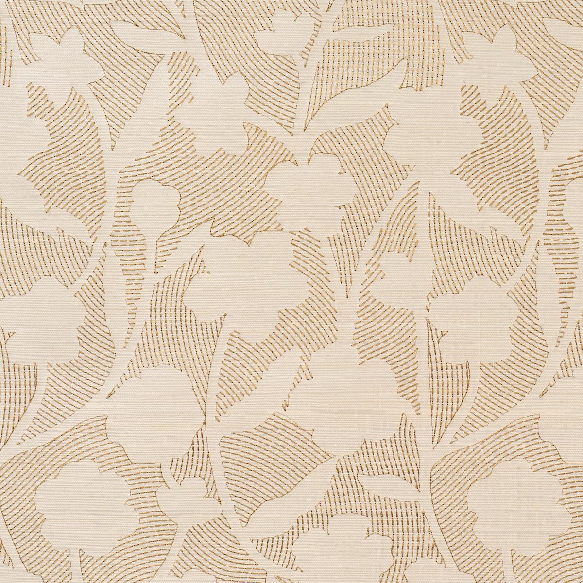 Schumacher Kantha Embroidered Flower Sisal Neutral Wallpaper