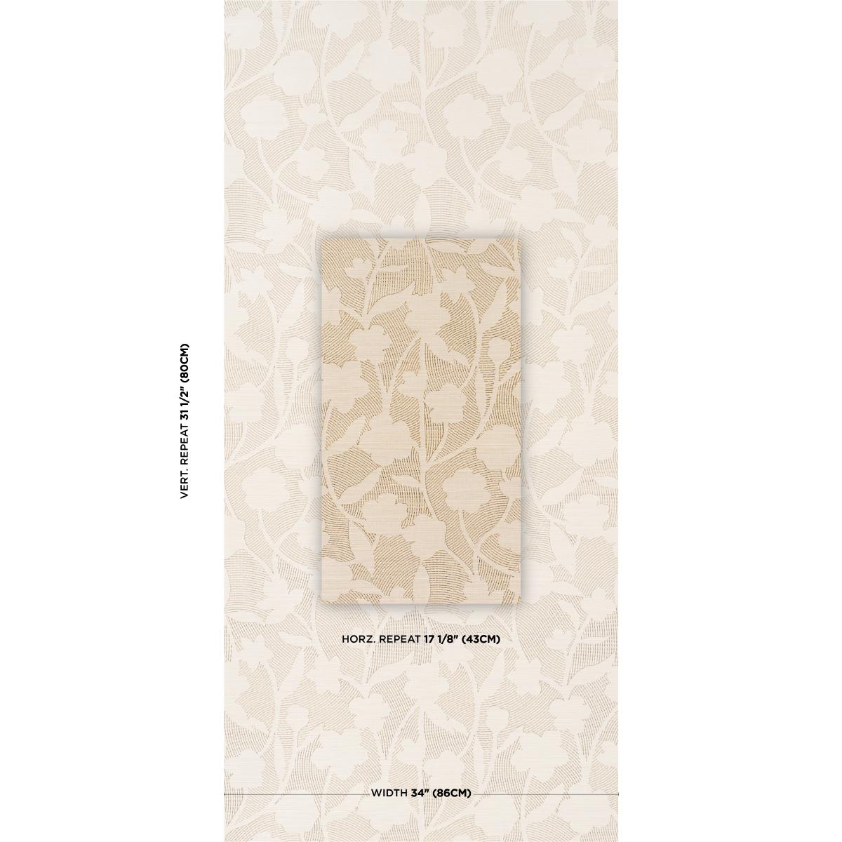 Schumacher Kantha Embroidered Flower Sisal Neutral Wallpaper