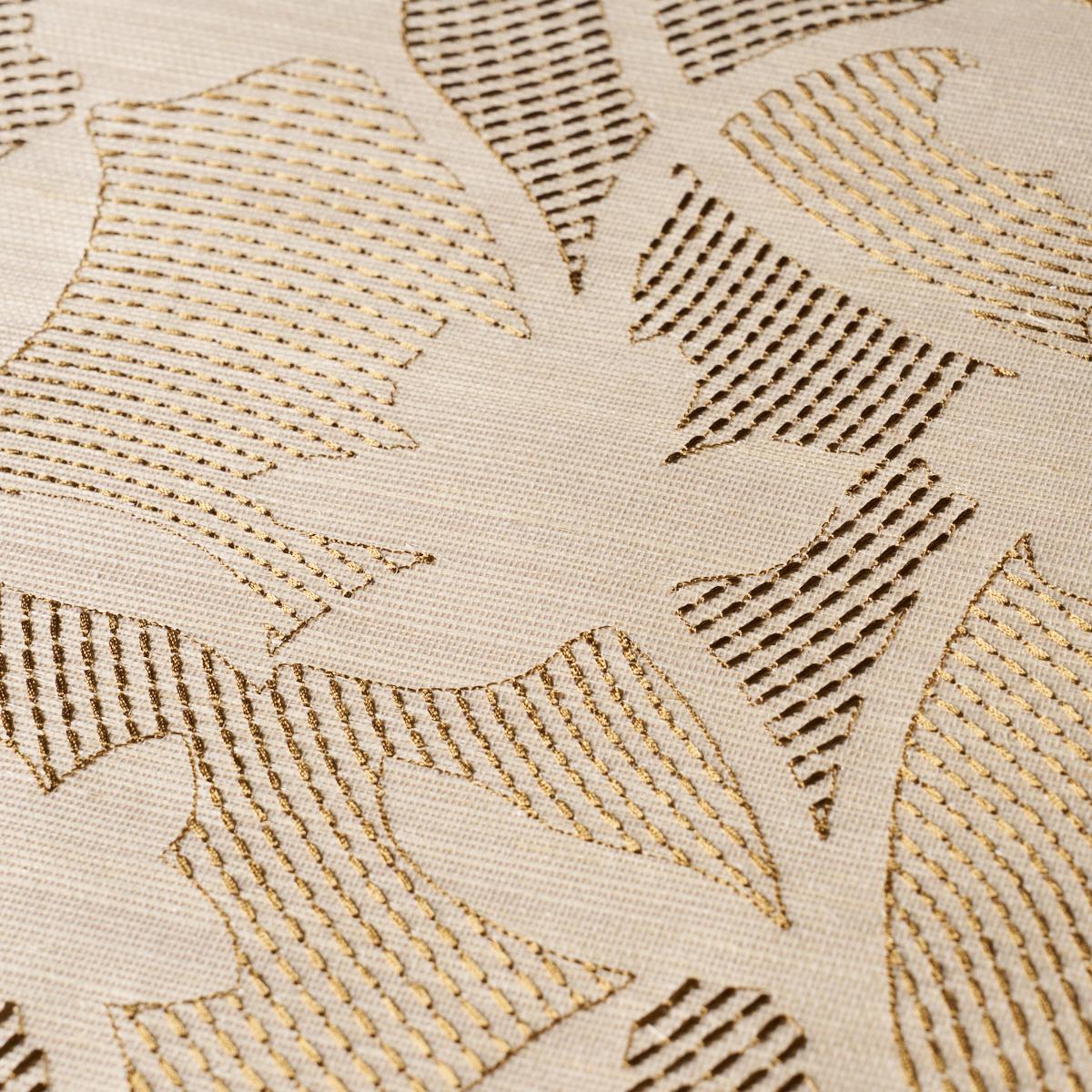 Schumacher Kantha Embroidered Flower Sisal Neutral Wallpaper
