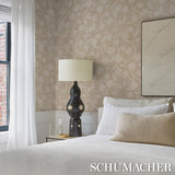 Schumacher Kantha Embroidered Flower Sisal Neutral Wallpaper