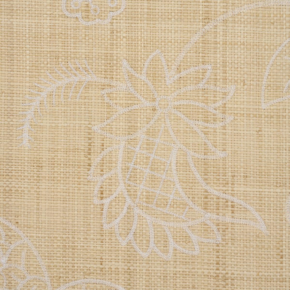 Schumacher Sconset Embroidered Raffia L Natural Wallpaper