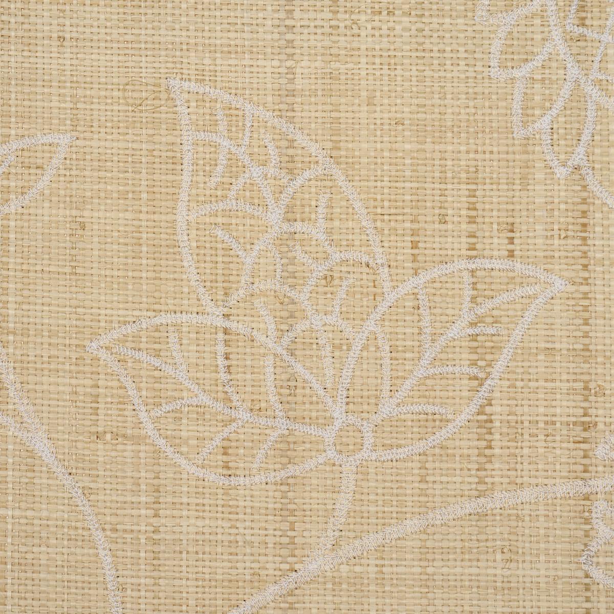 Schumacher Sconset Embroidered Raffia L Natural Wallpaper