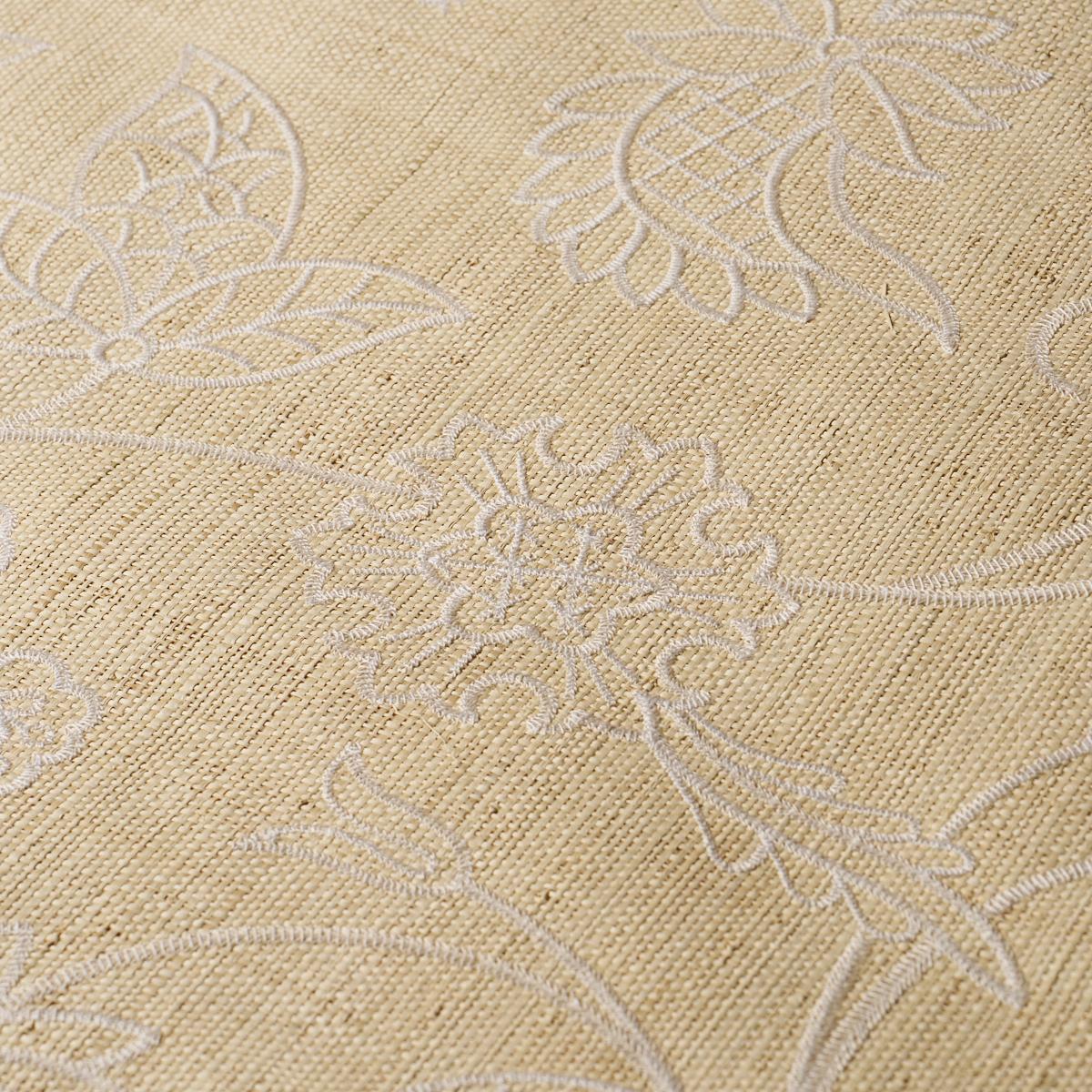 Schumacher Sconset Embroidered Raffia L Natural Wallpaper