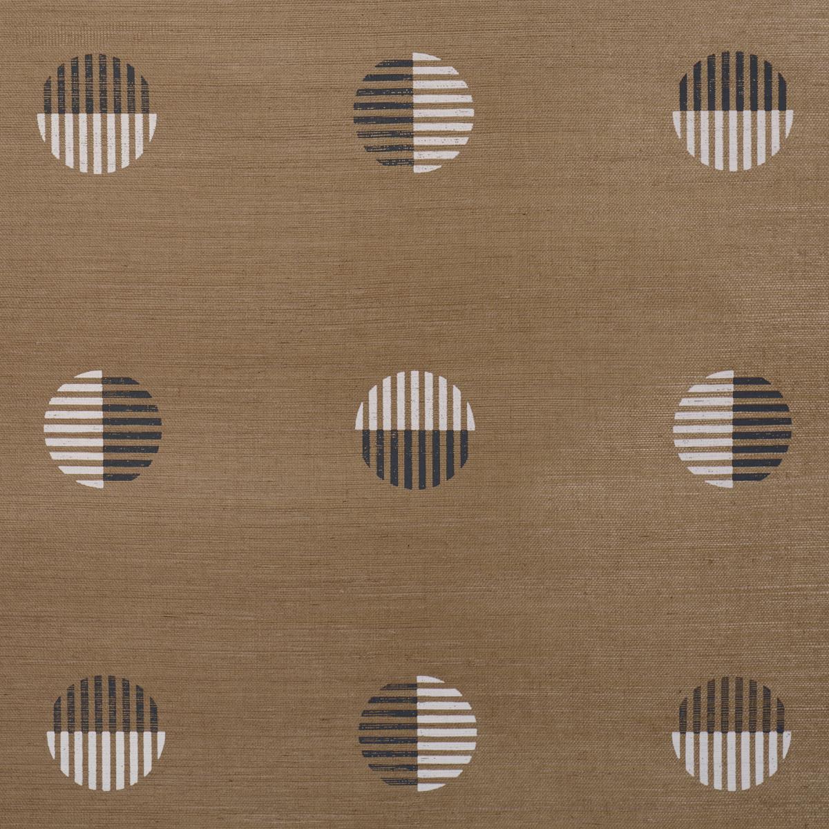 Schumacher Ando Hand Blocked Sisal Ivory & Charcoal On Natural Wallpaper